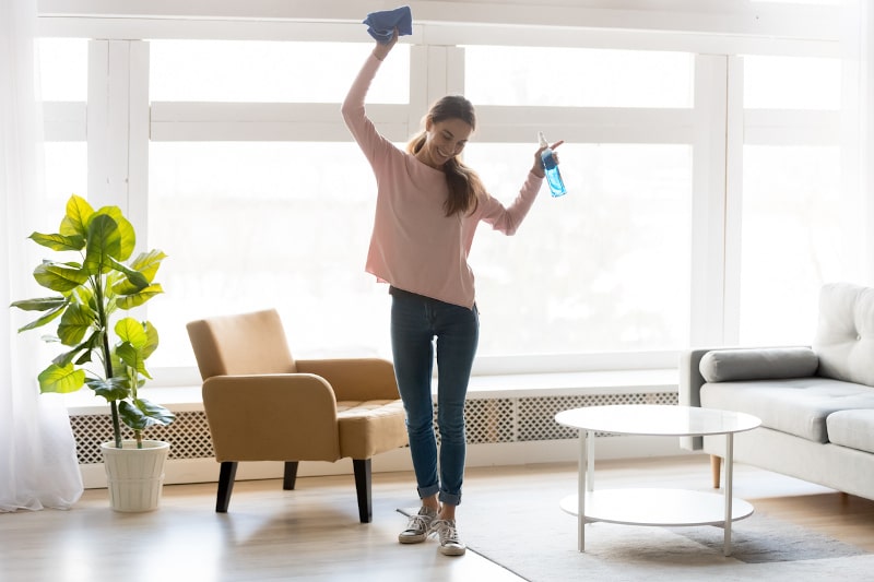 Woman Celebrating Her Clean Home